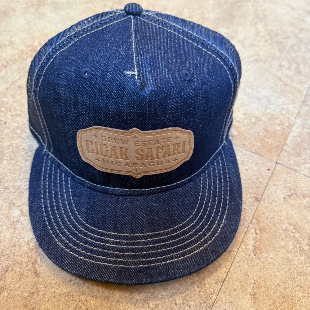 Drew Estate Cigar Safari Nicaragua Denim Trucker Hat‎ Snapback Blue Mesh Cap